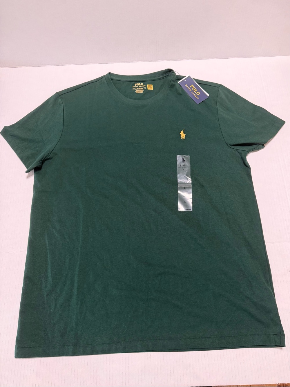 Polo by Ralph Lauren Men’s Dark Green Crewneck T-Shirt with Yellow Pony